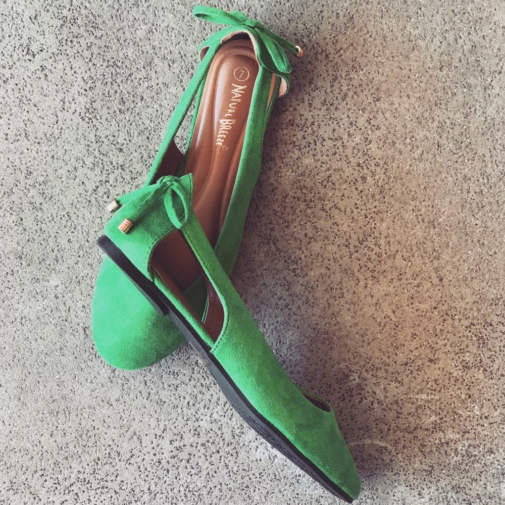 1 Left! Nature Brz Green open side ballerina flat - Picture 3 of 8